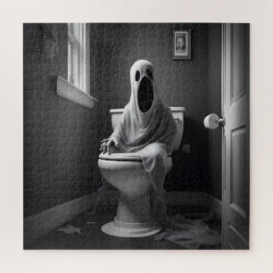 Puzzle Fantasma divertida sentada en el baño