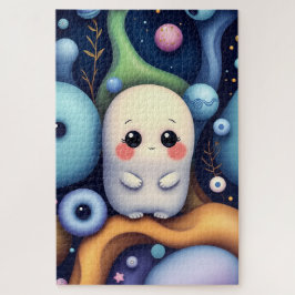 Puzzle Fantasma kawaii en un espacio soñado
