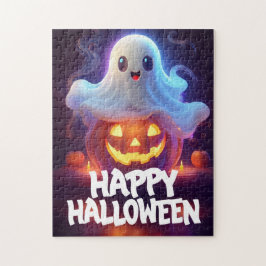 Puzzle Fantasma y calabaza Feliz Halloween