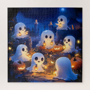 Puzzle Fantasmagóricos faroles de calabaza de Halloween N