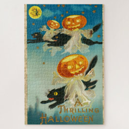 Puzzle Fantasmas de calabaza de Halloween y gatos negros