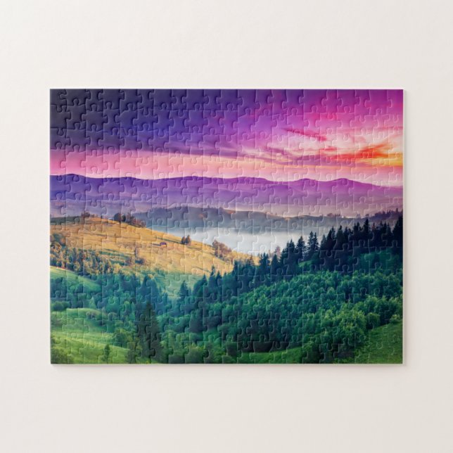 Puzzle Fantástico paisaje matutino de montaña. Sobrevalor (Horizontal)