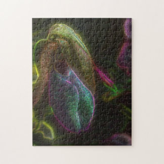 Puzzle Fantasy Blue Abstract Lady Slipper Flower Art