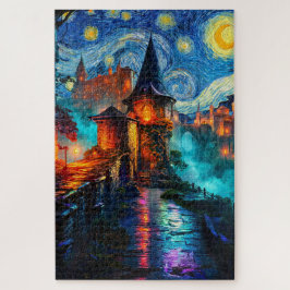Puzzle Fantasy Castle Starry Night Magical Painting