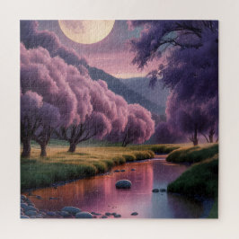 Puzzle Fantasy Moonlit River Dreamscape Illustration