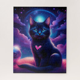 Puzzle Fantasy Scene Black Kitten Beautiful Blue Eyes