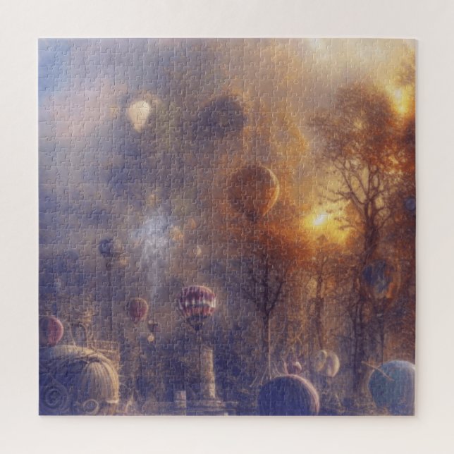 Puzzle Fantasy Steampunk Vintage Hot Air Balloons (Vertical)