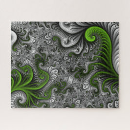 Puzzle Fantasy World Green And Gray Abstract Fractal Art