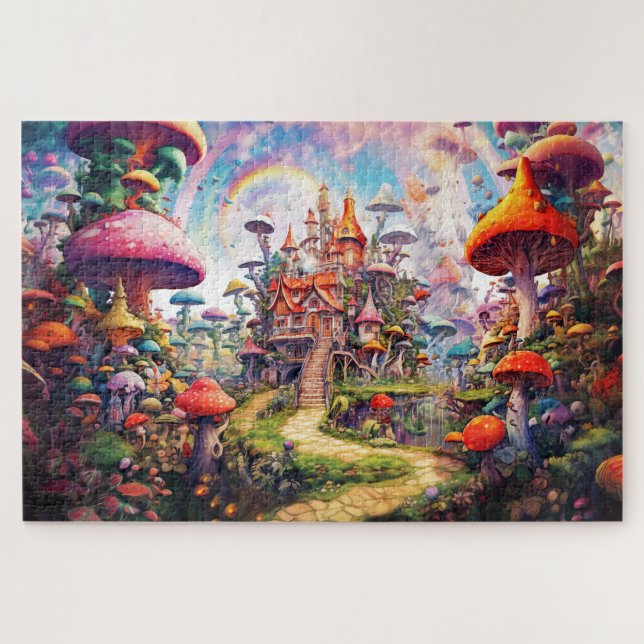 Puzzle Fantisy mushroom Island dream meditación visual (Horizontal)
