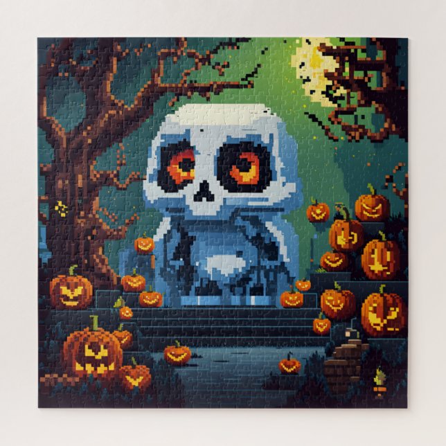 Puzzle Fantôme d'halloween en pixel art (Vertical)