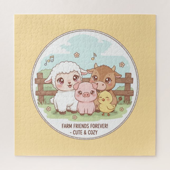 Puzzle Farm friends forever - cute & cozy (Vertical)