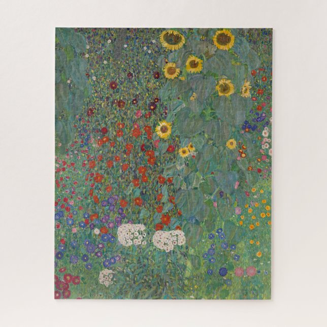 Puzzle Farm Garden Sunflowers by Gustav Klimt Painting (Vertical)