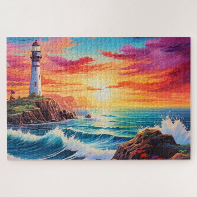 Puzzle 🌅 faro al atardecer (Horizontal)