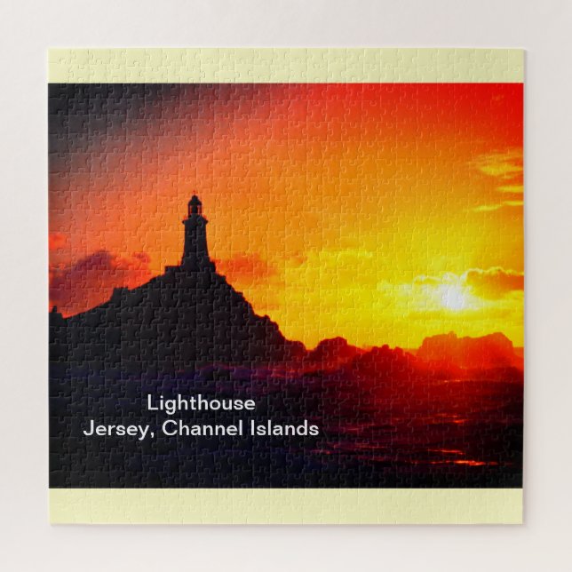 Puzzle Faro al atardecer en Jersey (Vertical)