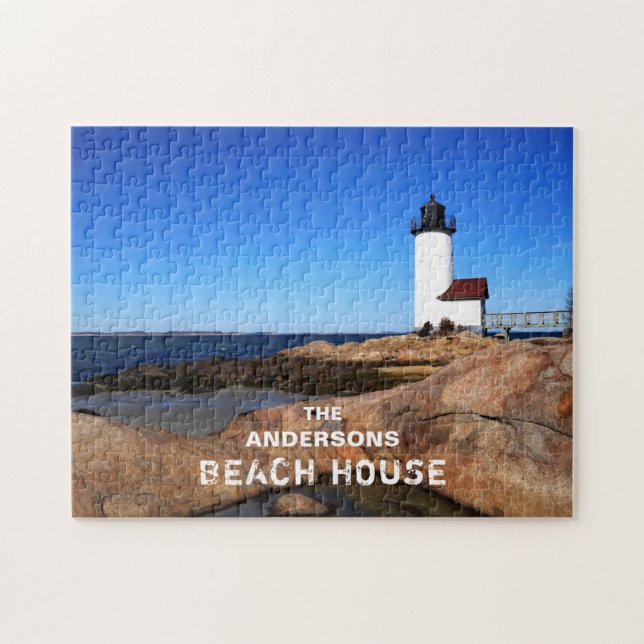 Puzzle Faro Annisquam Personalizado Ocean Beach (Horizontal)