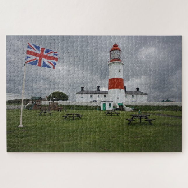 Puzzle Faro con la bandera británica (Horizontal)
