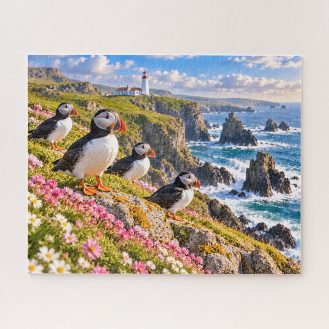 Puzzle Faro costero de frailecillos (Horizontal)