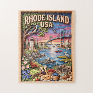 Puzzle Faro costero de vida silvestre de Rhode Island New