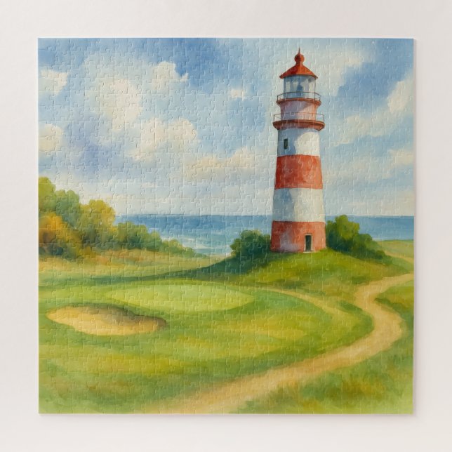Puzzle Faro de Acuarela Relajante en Campo de Golf  (Vertical)