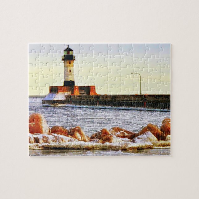 Puzzle Faro de invierno, Duluth Minnesota (Horizontal)