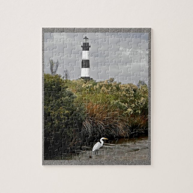 Puzzle Faro De La Isla Bodie Con Egret (Vertical)