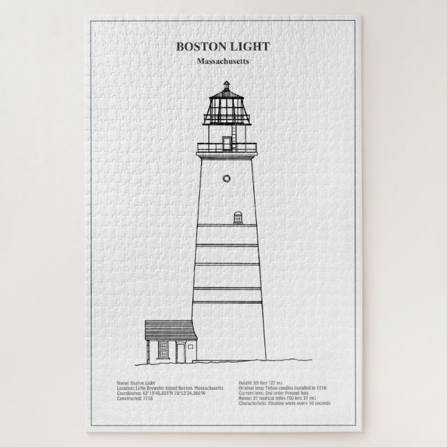 Puzzle Faro de luz de Boston - Massachusetts - BD (Vertical)