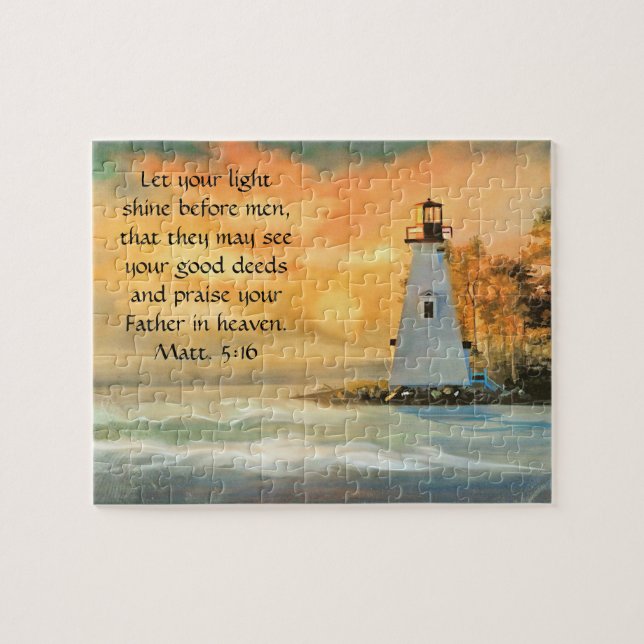 Puzzle Faro de luz de versículo de la Biblia cristiana br (Horizontal)
