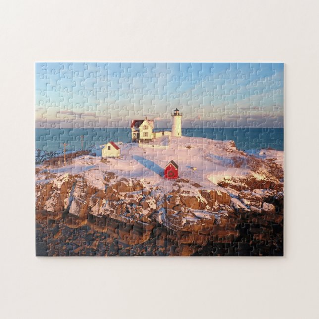 Puzzle Faro de Maine con luz de nubble (Horizontal)