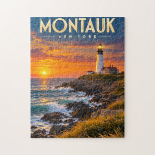 Puzzle Faro de Montauk Point al atardecer Nueva York