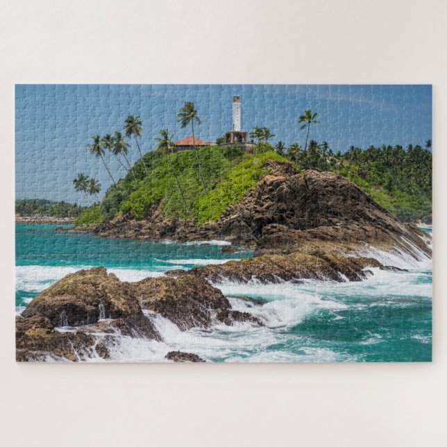 Puzzle Faro de Sri Lanka Tropical Palm Beach Seascape (Horizontal)
