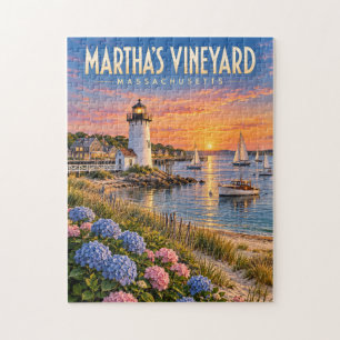 Puzzle Faro del atardecer de Martha's Vineyard Massachuse
