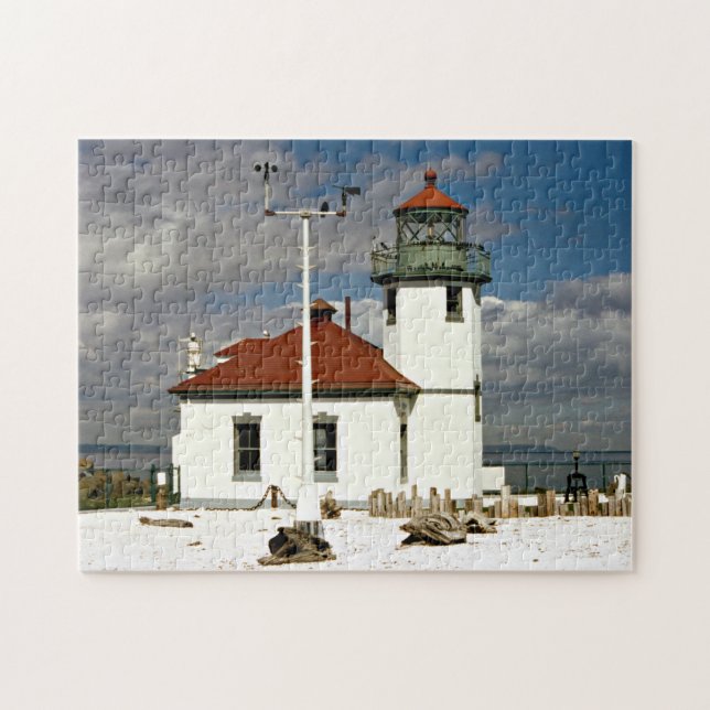 Puzzle Faro del punto de Alki, Seattle Washington (Horizontal)