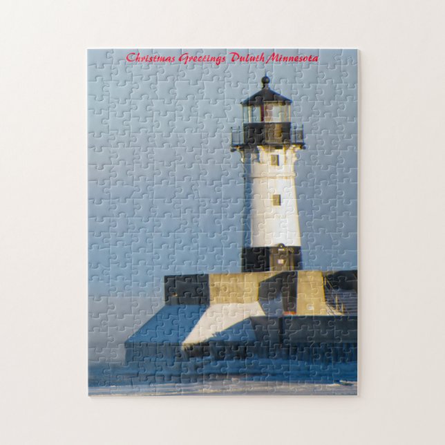 Puzzle Faro Duluth Minnesota. Saludos de Navidad (Vertical)