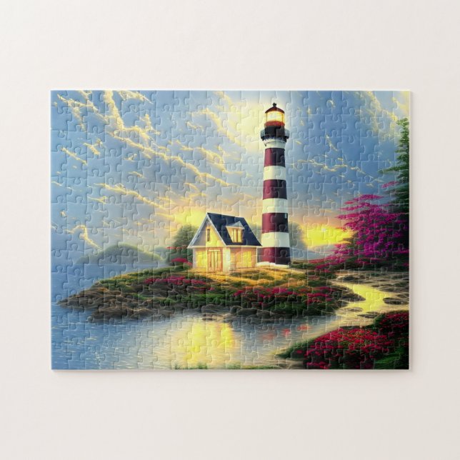 Puzzle Faro en el Sunset Beautiful Beach Landscape (Horizontal)