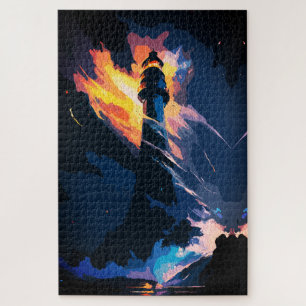 Puzzle Faro Etéreo – Paisaje Marítimo Dramático