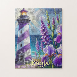 Puzzle Faro morado con Foxglove e Iris personalizado