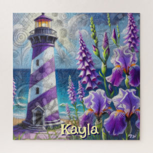 Puzzle Faro morado con Foxglove e Iris personalizado