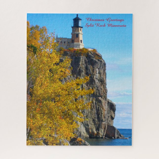 Puzzle Faro Split Rock Lago Superior. (Vertical)