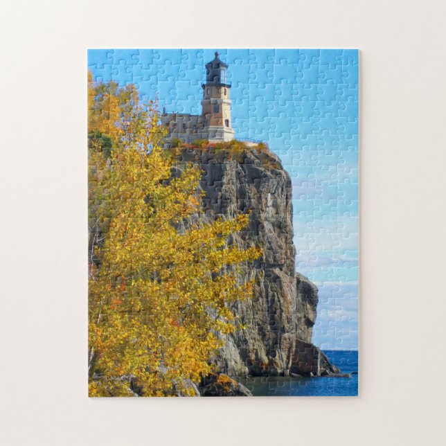 Puzzle Faro Split Rock Lago Superior. (Vertical)