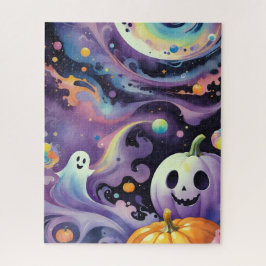 Puzzle Faroles Jack-O' y fantasmas amistosos en el espaci