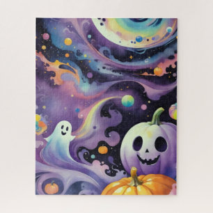 Puzzle Faroles Jack-O' y fantasmas amistosos en el espaci