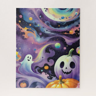 Puzzle Faroles Jack-O' y fantasmas amistosos en el espaci
