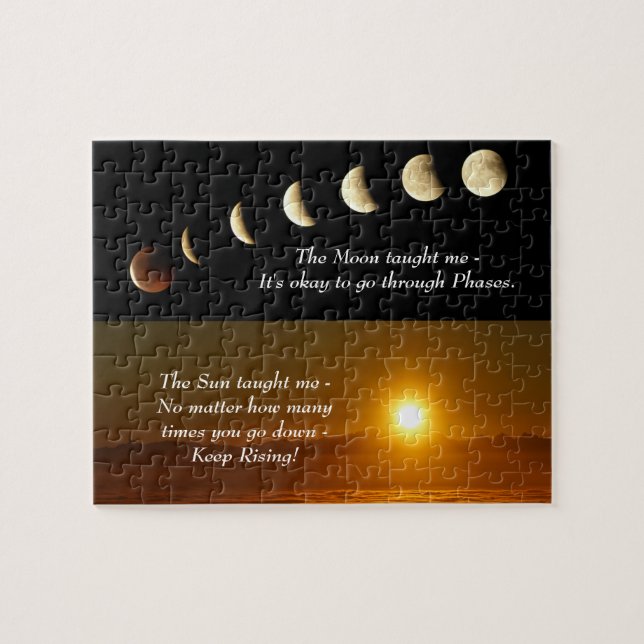 Puzzle Fases de la Luna Cita Inspiradora de Amanecer (Horizontal)