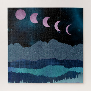Puzzle Fases de la Luna Rosa Paisaje