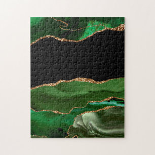 Puzzle Faux Emerald Green Marble Agrimensage contemporán