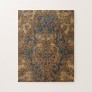 Puzzle Faux Tooled Leather Gold Scrollwork