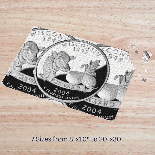 Puzzle Faux Wisconsin State Quarter Cow Cheese Corn Farm (Faux Wisconsin State Quarter Cow Cheese Corn Farm Jigsaw Puzzle)