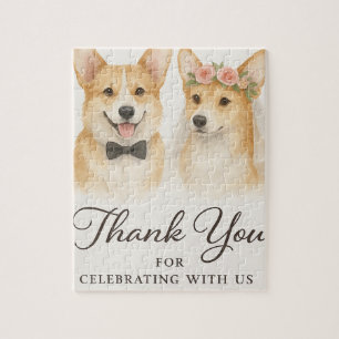 Puzzle Favor de boda de acuarela de Corgi