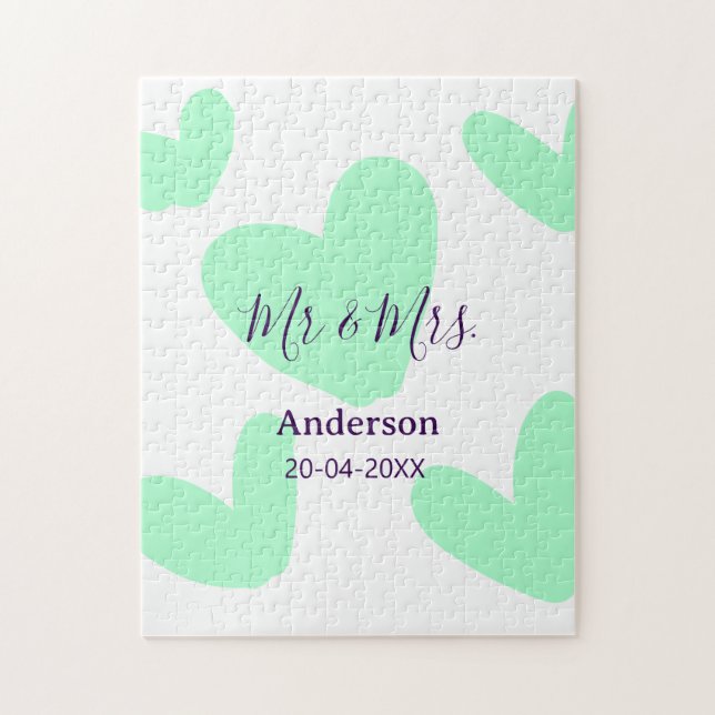 Puzzle Favor de boda fecha año apellido familia Sr y Sra (Vertical)