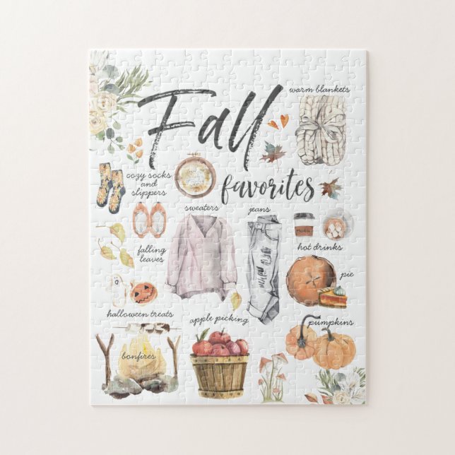 Puzzle Favoritos de otoño de moda| Ilustraciones acuático (Vertical)
